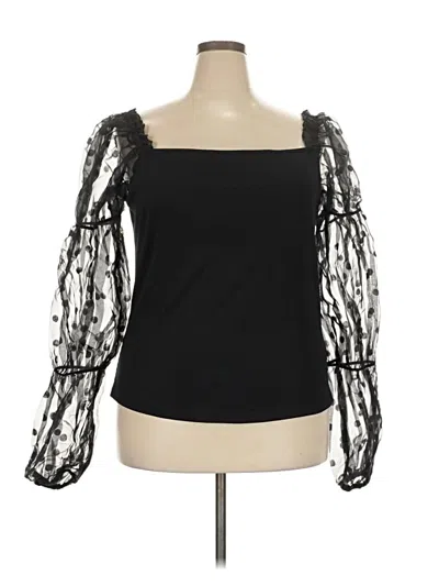Pre-owned Eloquii Long Sleeve Blouse In Black