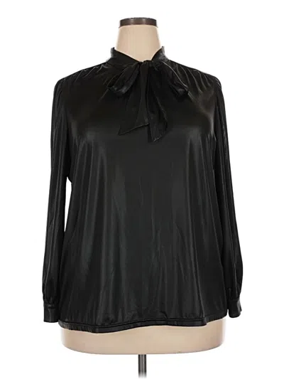 Pre-owned Eloquii Long Sleeve Blouse In Black