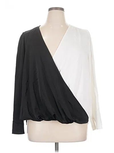 Pre-owned Eloquii Long Sleeve Blouse In Black