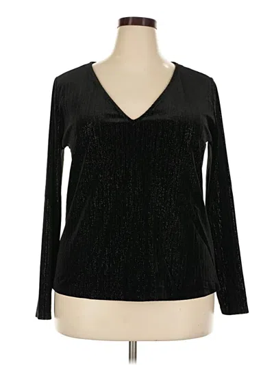 Pre-owned Eloquii Long Sleeve Blouse In Black