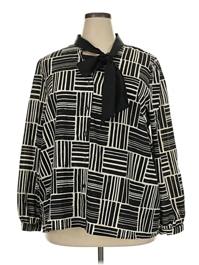 Pre-owned Eloquii Long Sleeve Blouse In Black