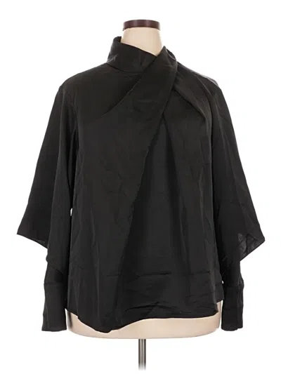 Pre-owned Eloquii Long Sleeve Blouse In Black
