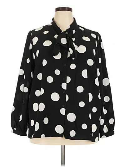 Pre-owned Eloquii Long Sleeve Blouse In Black
