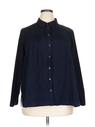 Pre-owned Eloquii Long Sleeve Blouse In Blue