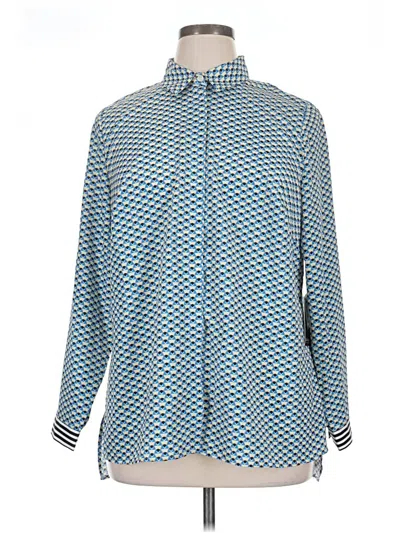 Pre-owned Eloquii Long Sleeve Blouse In Blue