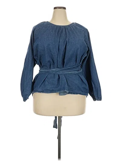 Pre-owned Eloquii Long Sleeve Blouse In Blue