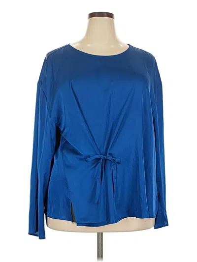 Pre-owned Eloquii Long Sleeve Blouse In Blue