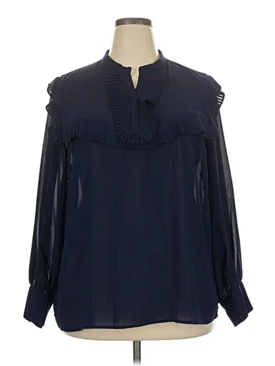Pre-owned Eloquii Long Sleeve Blouse In Blue