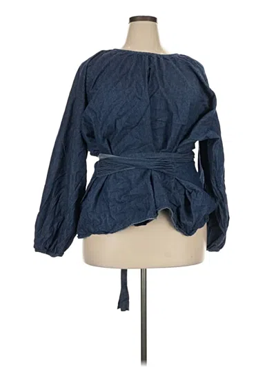 Pre-owned Eloquii Long Sleeve Blouse In Blue