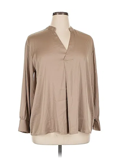 Pre-owned Eloquii Long Sleeve Blouse In Brown