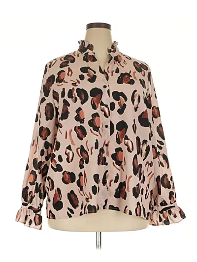 Pre-owned Eloquii Long Sleeve Blouse In Brown