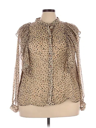 Pre-owned Eloquii Long Sleeve Blouse In Brown