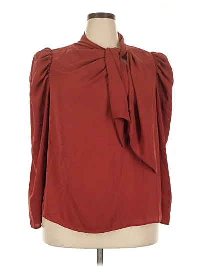 Pre-owned Eloquii Long Sleeve Blouse In Burgundy