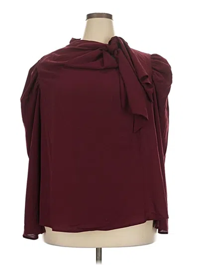 Pre-owned Eloquii Long Sleeve Blouse In Burgundy