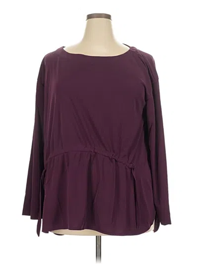 Pre-owned Eloquii Long Sleeve Blouse In Burgundy
