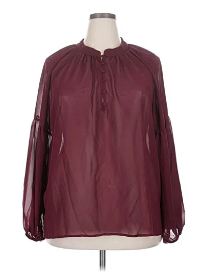 Pre-owned Eloquii Long Sleeve Blouse In Burgundy