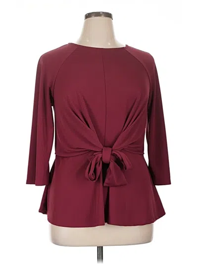 Pre-owned Eloquii Long Sleeve Blouse In Burgundy