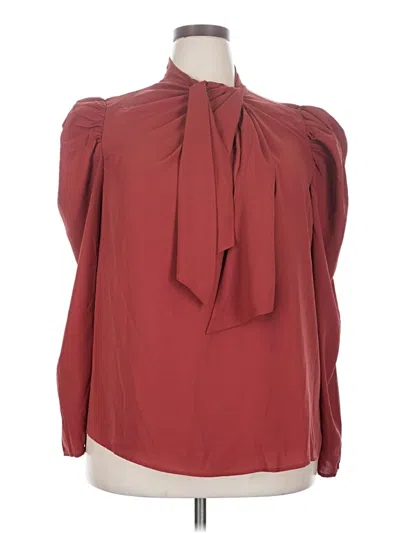 Pre-owned Eloquii Long Sleeve Blouse In Burgundy