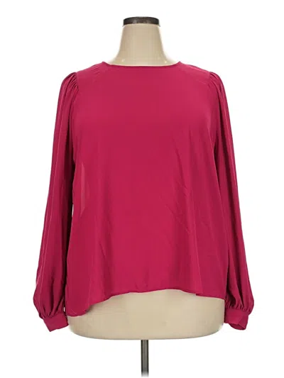 Pre-owned Eloquii Long Sleeve Blouse In Burgundy