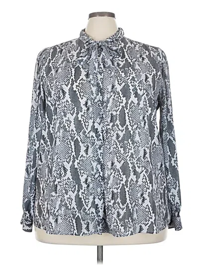 Pre-owned Eloquii Long Sleeve Blouse In Gray
