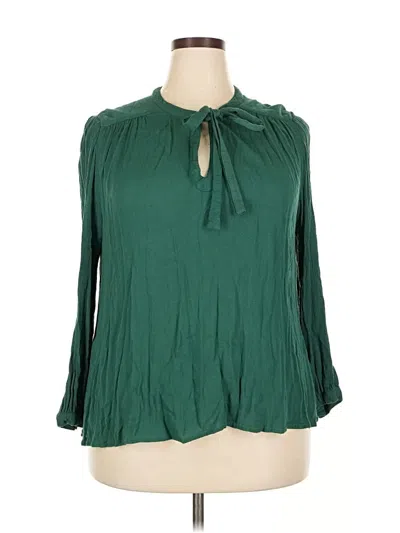 Pre-owned Eloquii Long Sleeve Blouse In Green