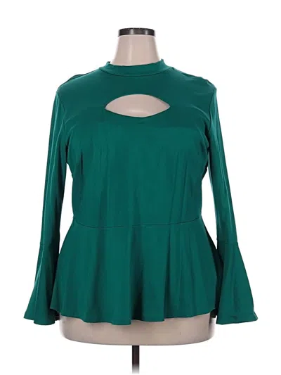 Pre-owned Eloquii Long Sleeve Blouse In Green