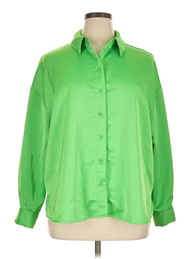 Pre-owned Eloquii Long Sleeve Blouse In Green