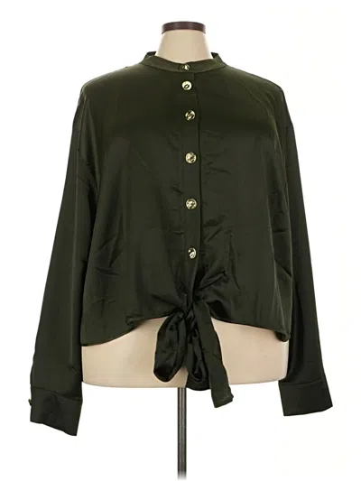 Pre-owned Eloquii Long Sleeve Blouse In Green