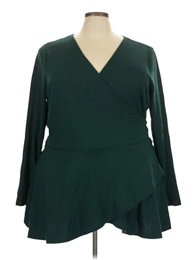 Pre-owned Eloquii Long Sleeve Blouse In Green