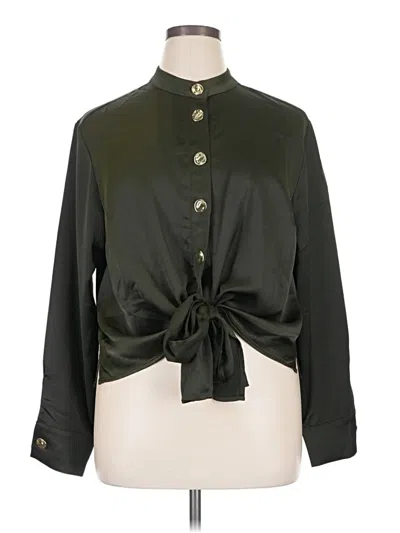Pre-owned Eloquii Long Sleeve Blouse In Green