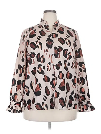 Pre-owned Eloquii Long Sleeve Blouse In Ivory