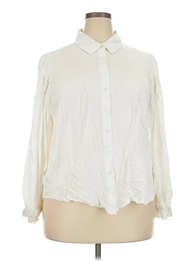 Pre-owned Eloquii Long Sleeve Blouse In Ivory
