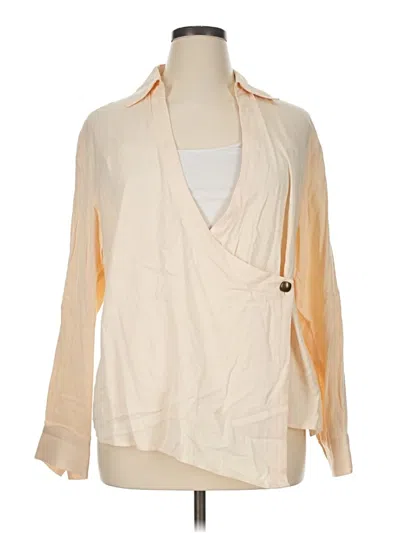 Pre-owned Eloquii Long Sleeve Blouse In Ivory