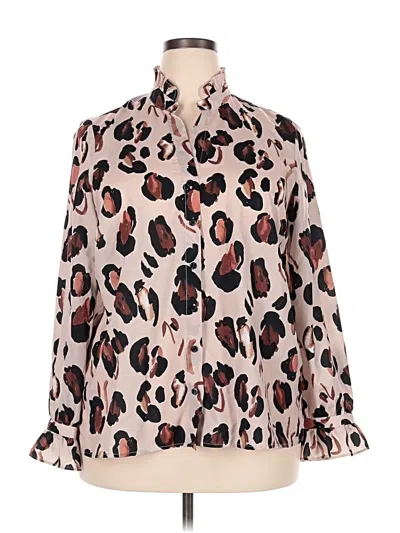 Pre-owned Eloquii Long Sleeve Blouse In Ivory