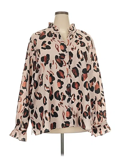 Pre-owned Eloquii Long Sleeve Blouse In Ivory