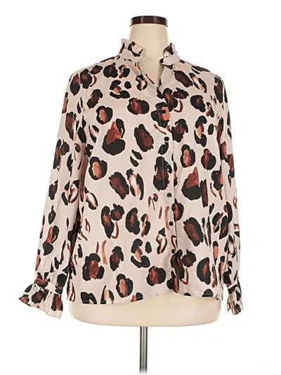 Pre-owned Eloquii Long Sleeve Blouse In Ivory