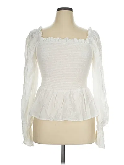 Pre-owned Eloquii Long Sleeve Blouse In Ivory