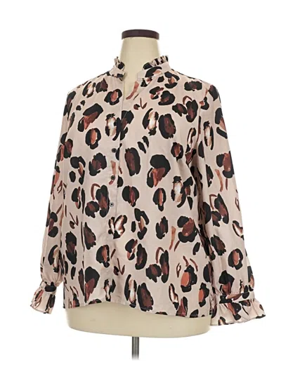 Pre-owned Eloquii Long Sleeve Blouse In Ivory
