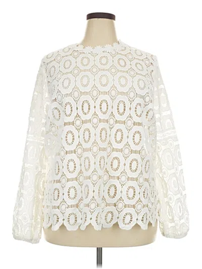Pre-owned Eloquii Long Sleeve Blouse In Ivory