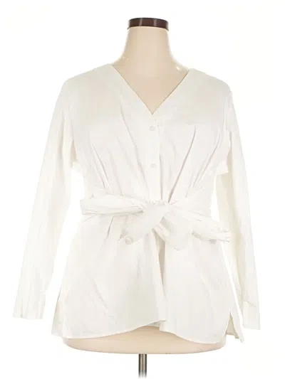 Pre-owned Eloquii Long Sleeve Blouse In Ivory