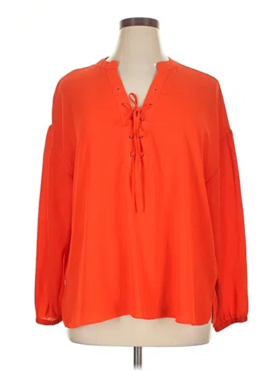 Pre-owned Eloquii Long Sleeve Blouse In Orange