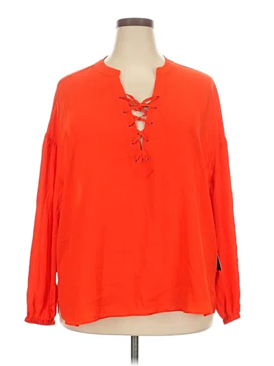 Pre-owned Eloquii Long Sleeve Blouse In Orange
