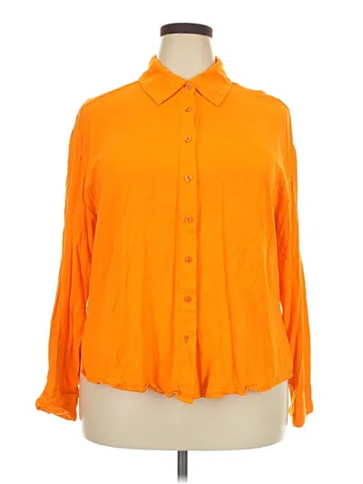 Pre-owned Eloquii Long Sleeve Blouse In Orange