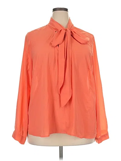 Pre-owned Eloquii Long Sleeve Blouse In Orange