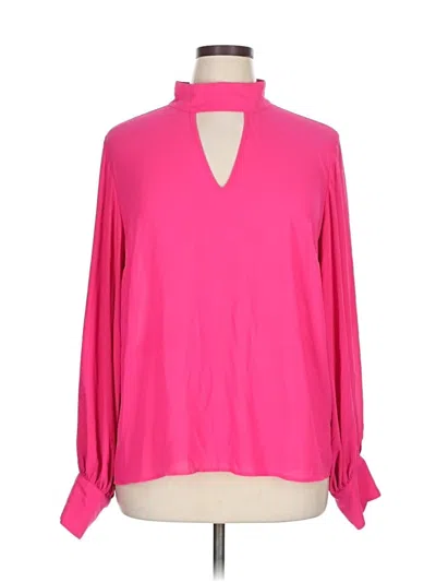 Pre-owned Eloquii Long Sleeve Blouse In Pink