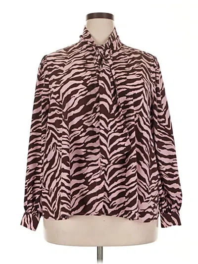 Pre-owned Eloquii Long Sleeve Blouse In Pink