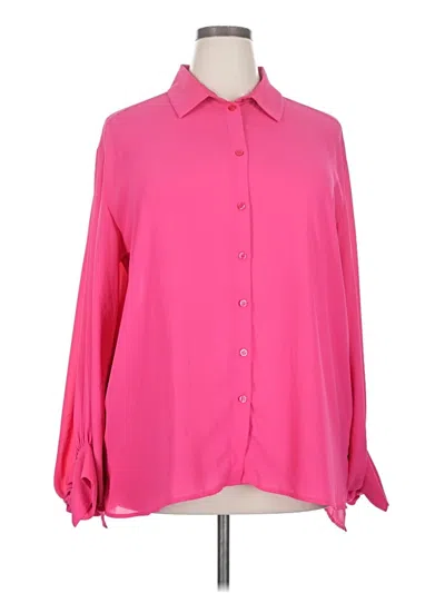 Pre-owned Eloquii Long Sleeve Blouse In Pink