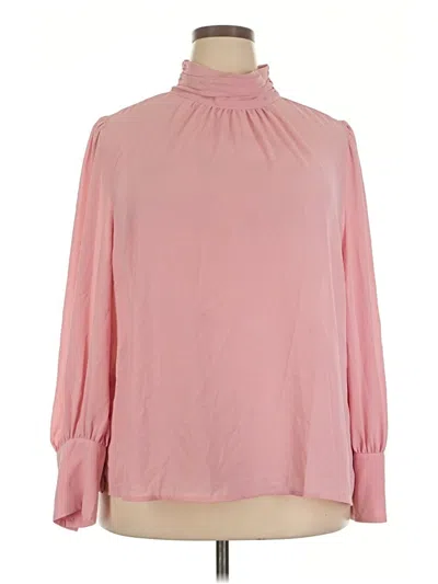 Eloquii Long Sleeve Blouse In Pink