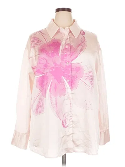 Pre-owned Eloquii Long Sleeve Blouse In Pink