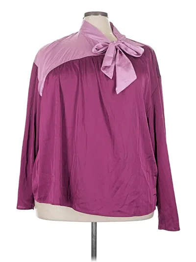 Pre-owned Eloquii Long Sleeve Blouse In Purple